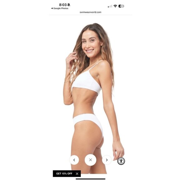 L Space Bikini Top Ribbed Women's White Wired Front Helena Size XS Pool Vacay - Picture 4 of 11